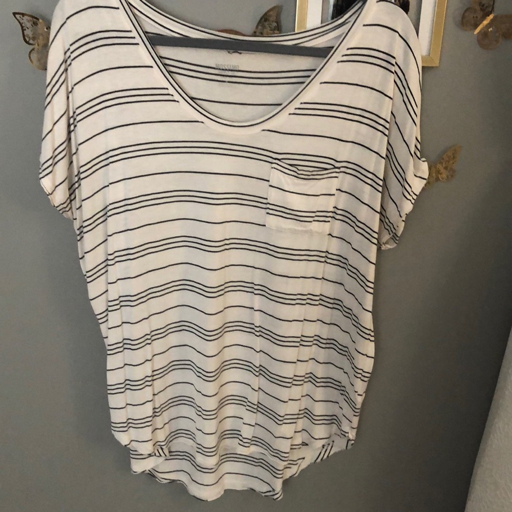 Cute white shirt with black striped & pocket